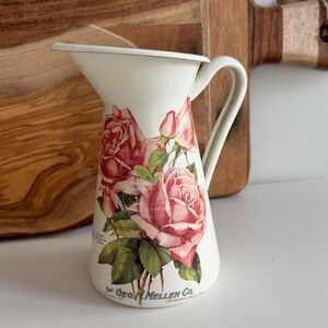 Enamel Vintage Inspired Small Floral Pitcher
